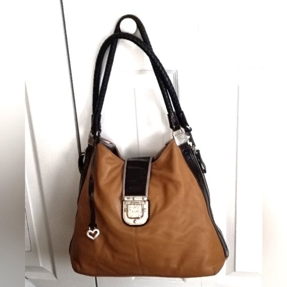 ❤️BRIGHTON Fashionista City Dovima Brown Leather Black Zebra Shoulder Bag Purse